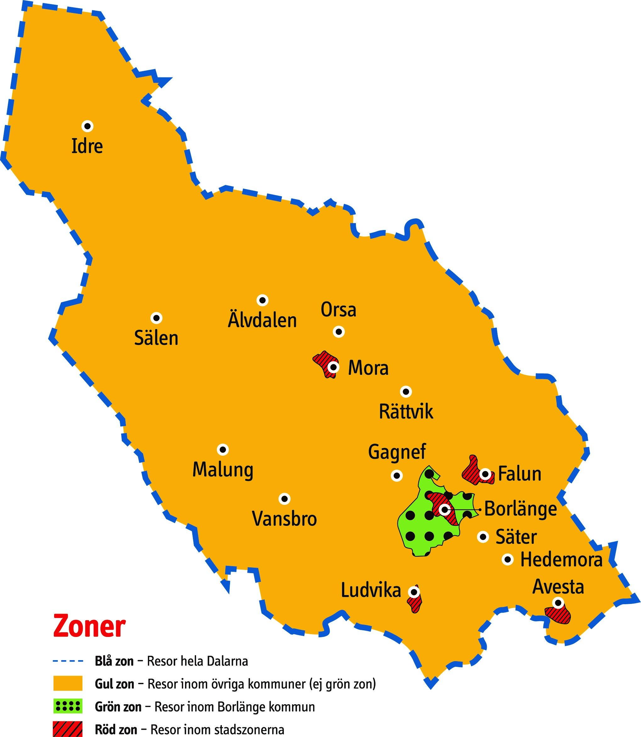 Illustration på zonerna i Dalarna